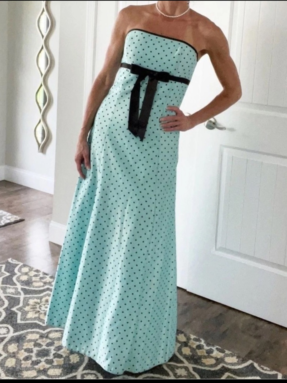 Jessica McClintock Gunne Sax Vintage Y2K Satin Tiffany Blue Gown Maxi Dress 11